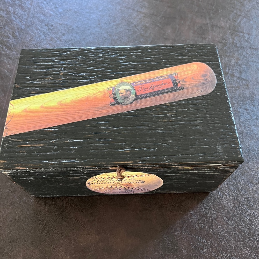 Hand painted baseball box, vintage